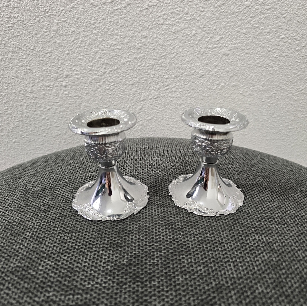 VINTAGE BRAMA SILVER CANDLE HOLDERS FROM ENGLAND
